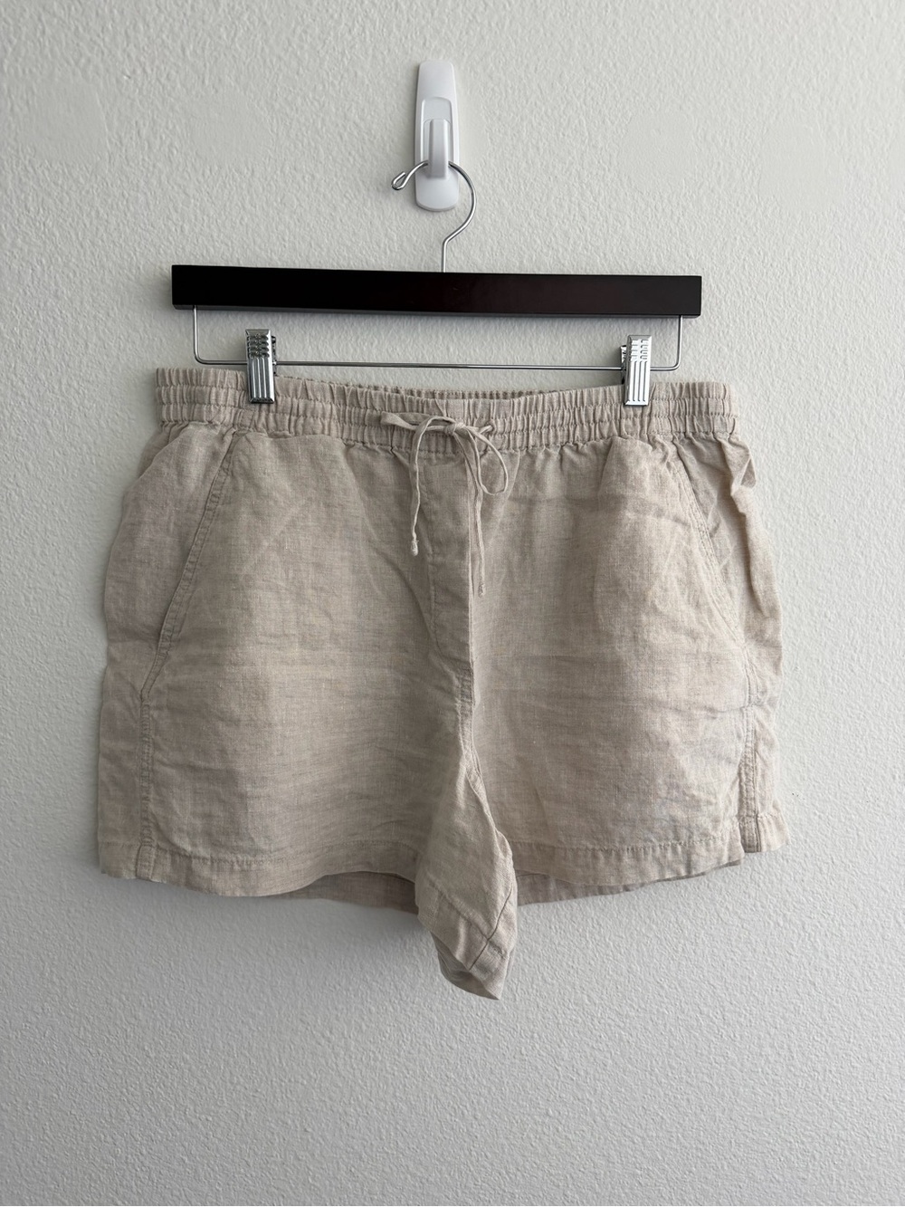 Banana Republic Linen Drawstring Shorts - Light Beige L Large